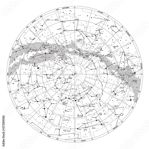 star map of the northern hemisphere of the earth