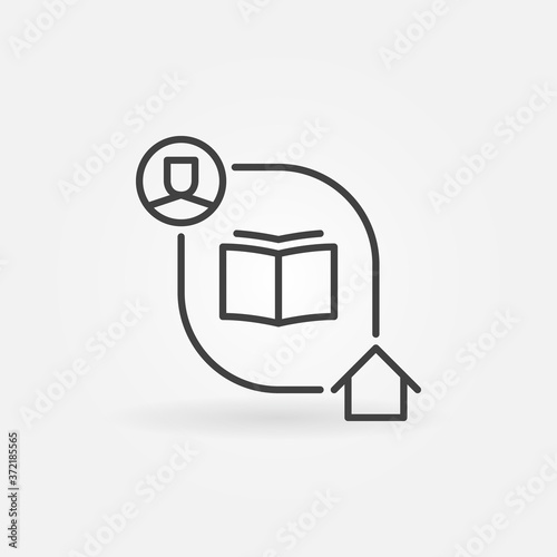 Homeschooling vector concept minimal icon or symbol in thin line style
