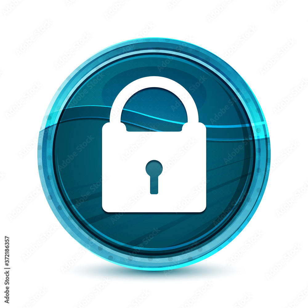Padlock icon elegant glass blue round button vector design illustration Padlock icon elegant glass blue round button vector design illustration