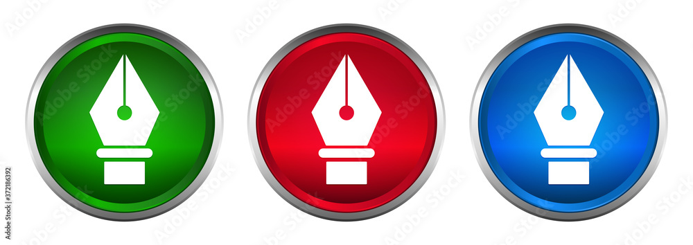 Pen icon supreme round button set design illustration Pen icon supreme round button set design illustration