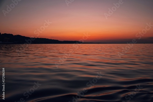 sunset over the sea  orange sunset and sky  beautiful sea landscape 