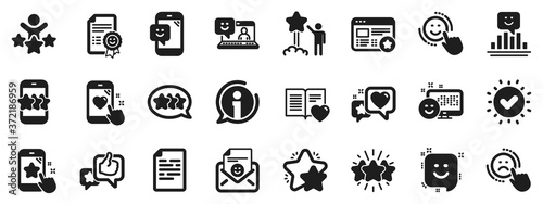 Set of User Opinion, Customer service and Star Rating icons. Feedback icons. Testimonial, Positive negative emotion, Customer satisfaction. Social media feedback, star rating technology. Vector