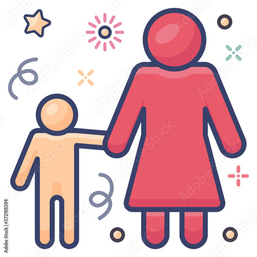 
A mother hand holding kid denoting motherhood, mother icon
