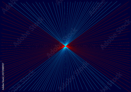 raggi celeste e rossi su sfondo blu per coperta quadro astratto richiamo universo cosmo buco nero photo