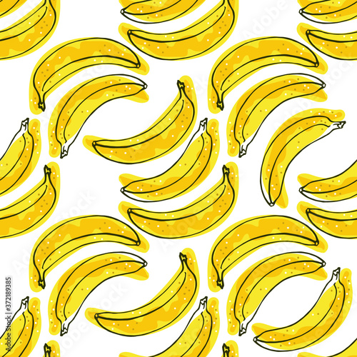 Seamless pattern of bananas on a white background, vector illustration
