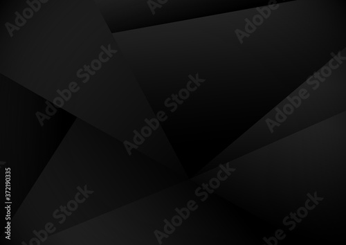 Black polygons triangles mosaic background. Low poly geometric dark backdrop.