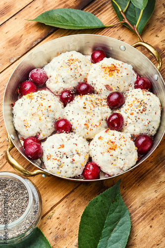 Delicious sweet cherry dumplings photo