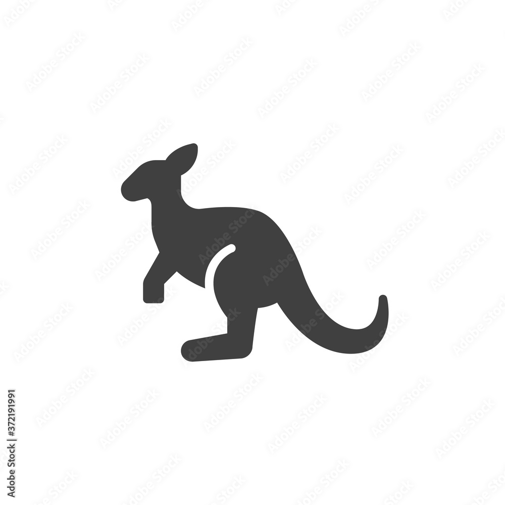 Kangaroo, animal vector icon. filled flat sign for mobile concept and web design. Wallaby kangaroo glyph icon. Symbol, logo illustration. Vector graphics