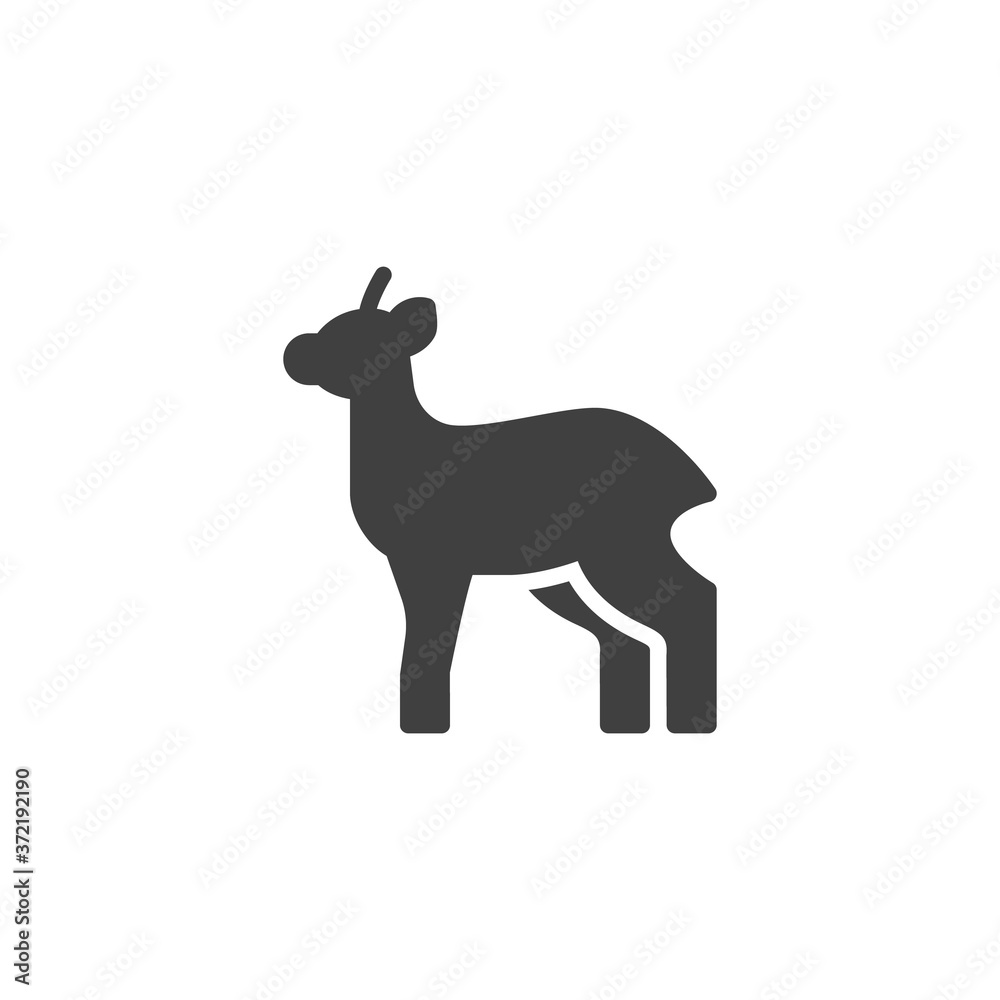Antelope, animal vector icon. filled flat sign for mobile concept and web design. Gazelle, impala glyph icon. Symbol, logo illustration. Vector graphics