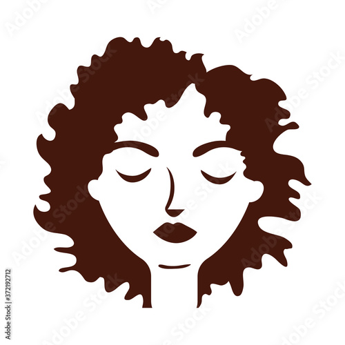 young afro woman with hair long silhouette style