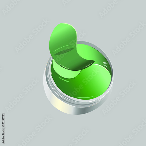 Vector green eye gel patches. Cosmetic collagen eye patches.
