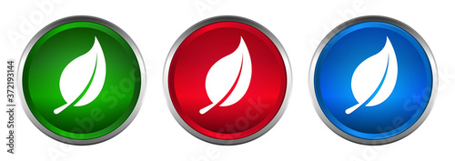 Leaf icon supreme round button set design illustration