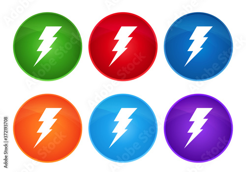 Electricity icon super round button set glass design