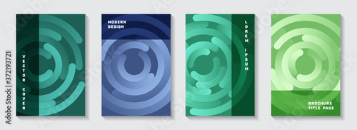 Editable catalog front pages templates. Creative poster gradient circles twist vector backgrounds. 