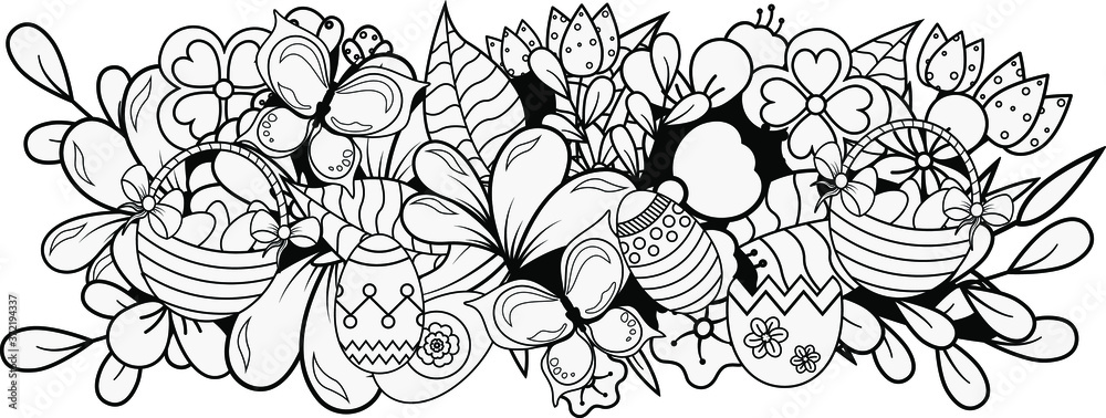 Coloring page banner for easter