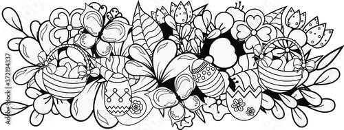Canvas Print Coloring page banner for easter