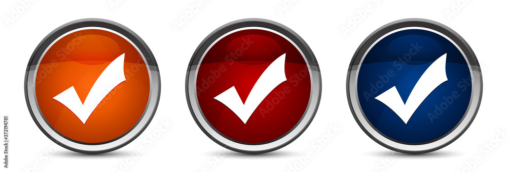 Validation icon exclusive blue red and orange round button design set Validation icon exclusive blue red and orange round button design set