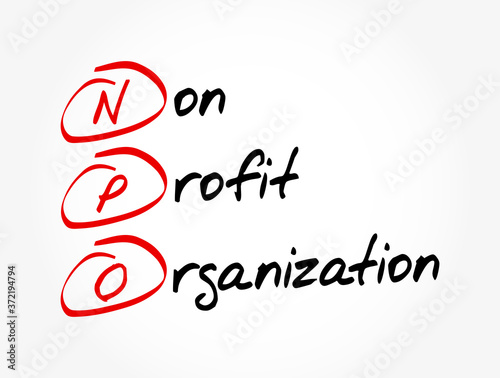 NPO - Non-Profit Organization acronym, business concept background
