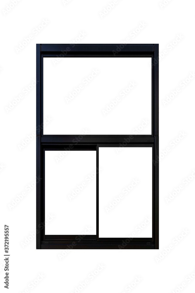 Black metal window frame isolated on a white background Black metal window frame isolated on a white background