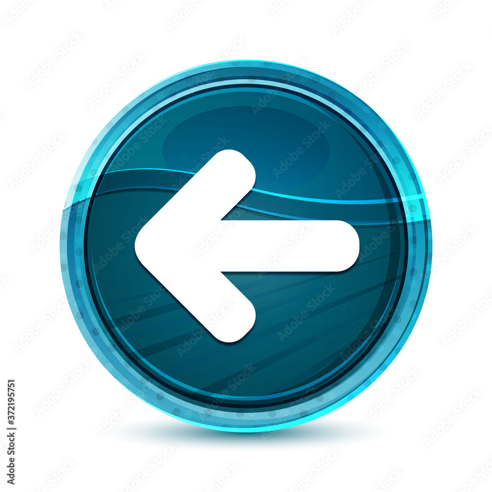 Back arrow icon elegant glass blue round button vector design illustration Back arrow icon elegant glass blue round button vector design illustration