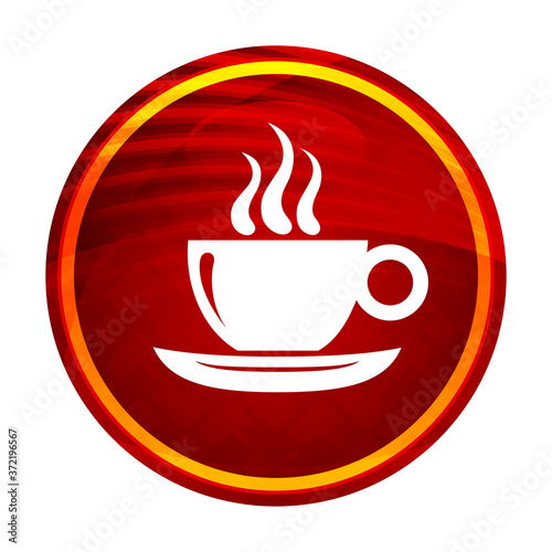 Coffee cup icon creative red round button illustration design