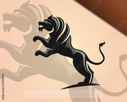 abstract Roaring stand lion logo icon symbol design illustration