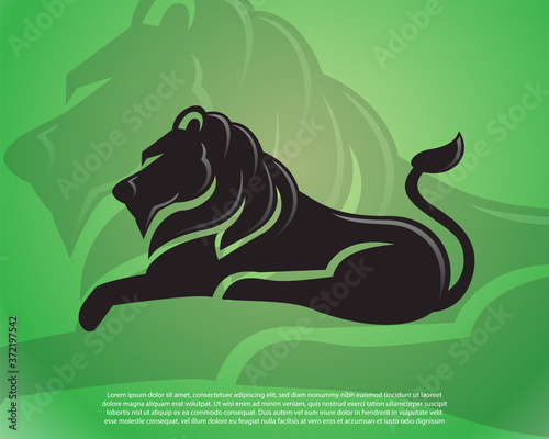 Simple elegant sitting lion king logo icon symbol design illustration photo