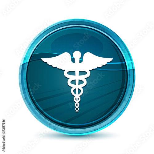 Medical icon elegant glass blue round button vector design illustration