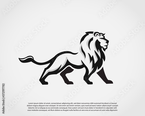 Elegant stand lion drawing art logo symbol design illustration