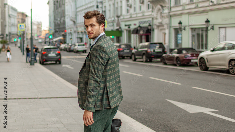 a man walks around the city. Moscow