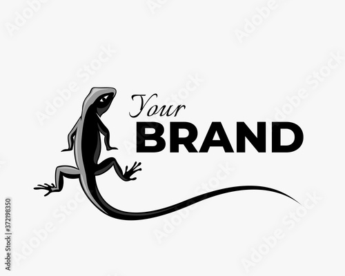 elegant Lizard iguana gecko black art back view logo symbol illustration
