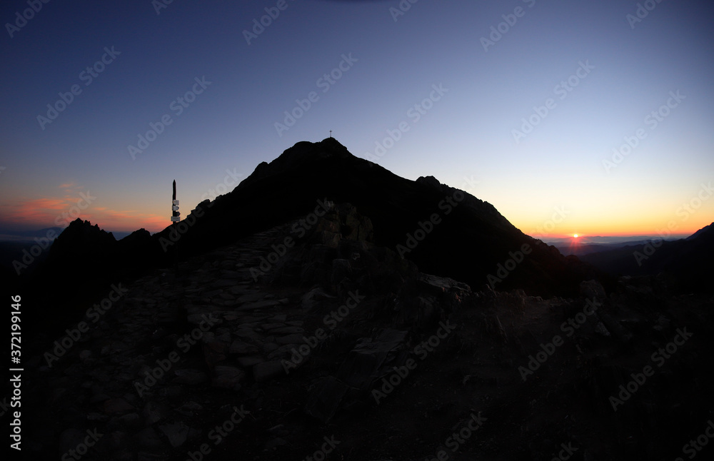 Sunrise in the Tatra mountains, view on Giewont