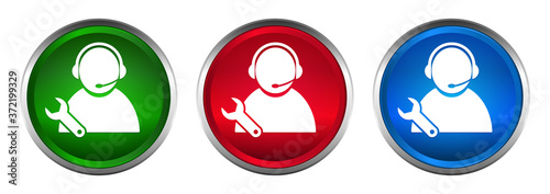 Tech support icon supreme round button set design illustration