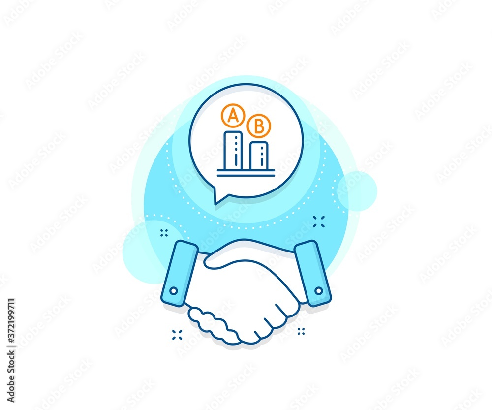 Ui test chart sign. Handshake deal complex icon. Ab testing line icon. Agreement shaking hands banner. Ab testing sign. Vector Ui test chart sign. Handshake deal complex icon. Ab testing line icon. Agreement shaking hands banner. Ab testing sign. Vector