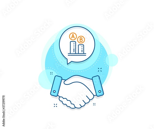 Ui test chart sign. Handshake deal complex icon. Ab testing line icon. Agreement shaking hands banner. Ab testing sign. Vector