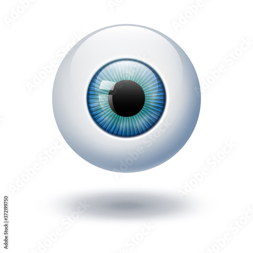Realistic vector illustration icon 3d round image blue green azure eyeball. Transparent on the white background.