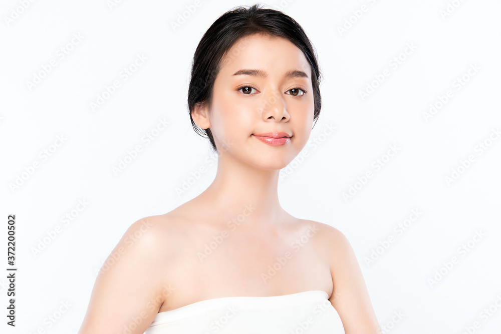 Beautiful Young asian Woman with Clean Fresh Skin, on white background, Face care, Facial treatment, Cosmetology, beauty and spa, Asian women portrait Beautiful Young asian Woman with Clean Fresh Skin, on white background, Face care, Facial treatment, Cosmetology, beauty and spa, Asian women portrait