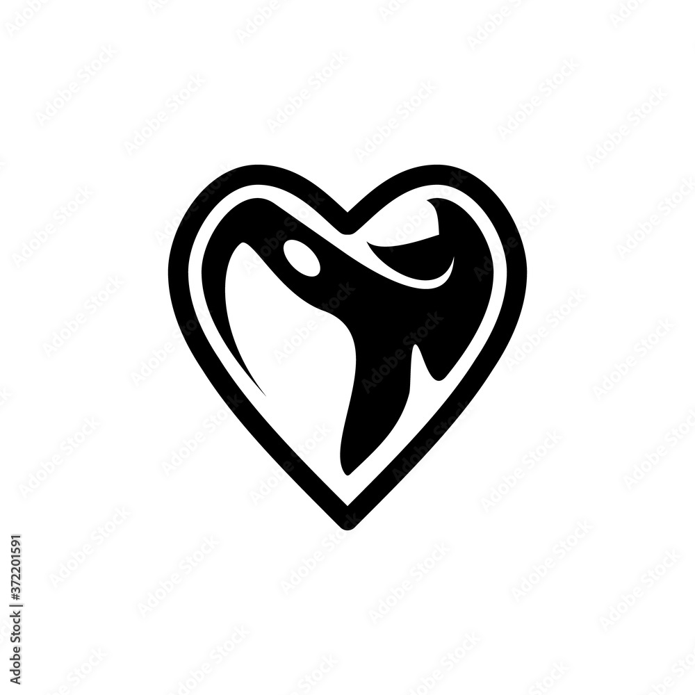 Orca love black and white cartoon symbol icon Orca love black and white cartoon symbol icon