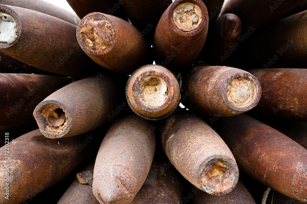 Sad war artifacts,pile of old unexploded bombs. Sad war artifacts,pile of old unexploded bombs.