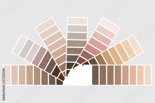 Color palette. Beige set of shades. A palette of pastel colors. Palettes of different skin tones. Vectoral image. Stock photo.