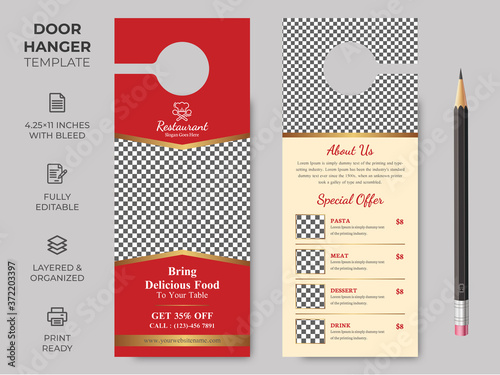 Food Restuarant Door Hanger, Vector illustration, modern Door hanger, do not disturb and make up room sign Premium Vector, Door hanger design template