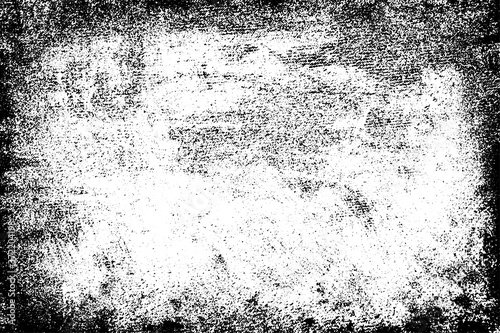 Grunge background black and white. Texture of chips, cracks, scratches, scuffs, dust, dirt. Dark monochrome surface. Old vintage vector pattern.