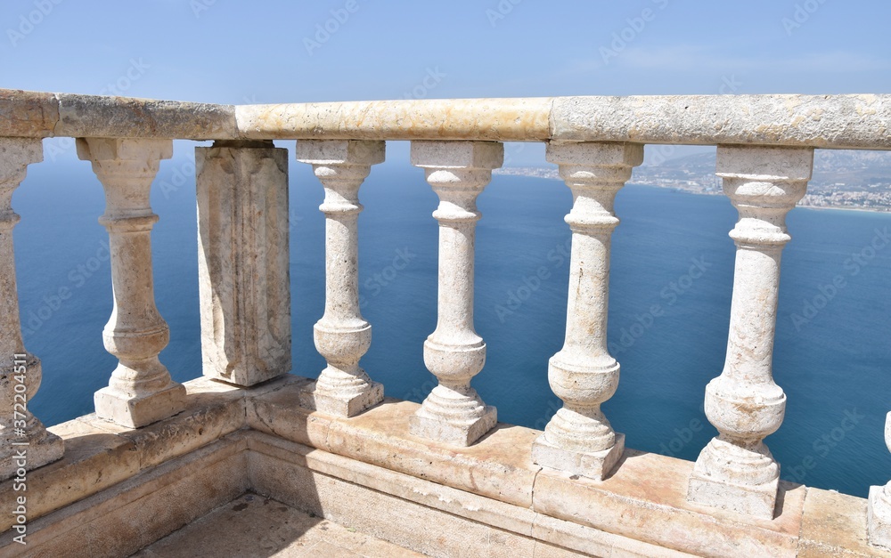 Fototapeta premium Classical Style Balustrade on Mediterranean Sea in Lebanon