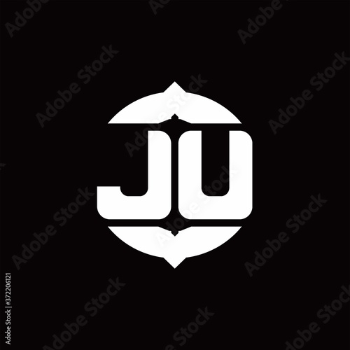 JU Logo monogram with upside down arrow design template