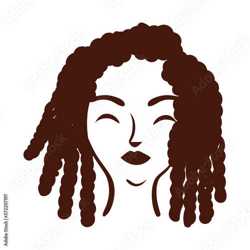 young afro woman with hair rasta silhouette style