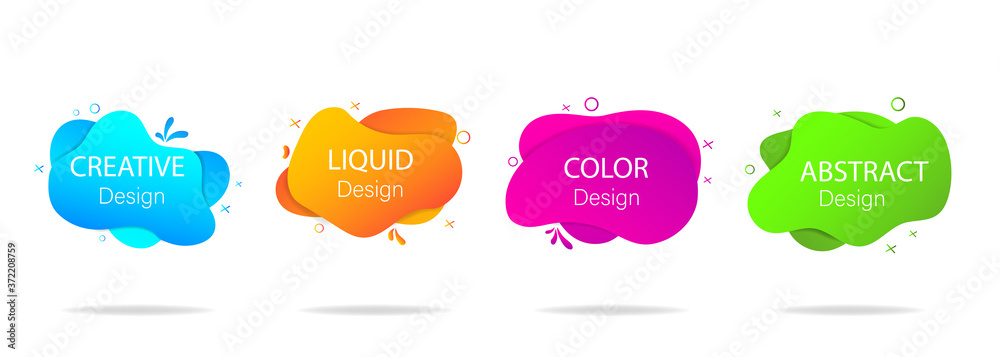 Trendy gradient shape design banner. Vector abstract liquid elements for background, poster. Geometric fluid shapes with color memphis sign. Trendy gradient shape design banner. Vector abstract liquid elements for background, poster. Geometric fluid shapes with color memphis sign.