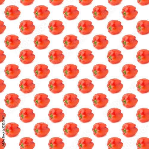 Red sweet peppers seamless pattern on white background