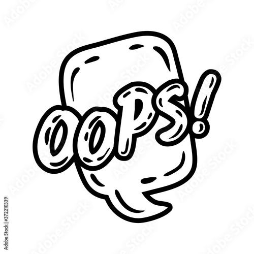 speech bubble with expresion oops word pop art line style