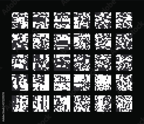 Abstract pixelated background with flickers and datamoshing effect for programming and steganography subject. Cyberpunk style aesthetics.