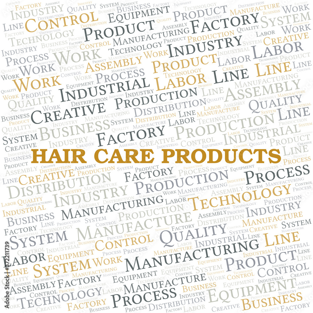 Hair Care Products word cloud create with text only.
